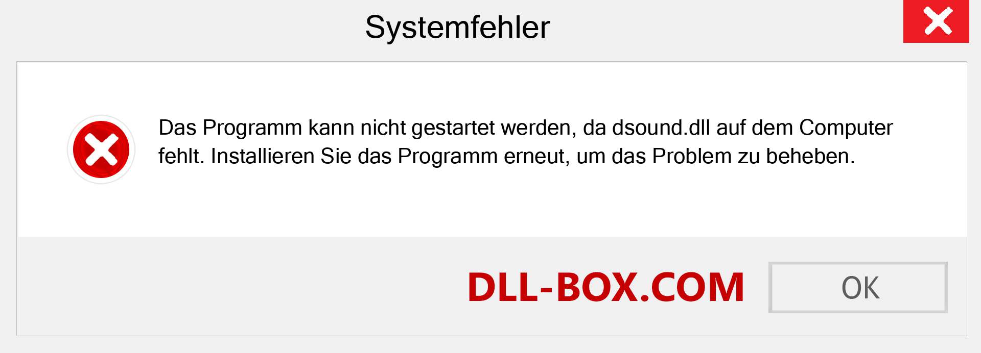 dsound.dll-Datei fehlt?. Download für Windows 7, 8, 10 - Fix dsound dll Missing Error unter Windows, Fotos, Bildern