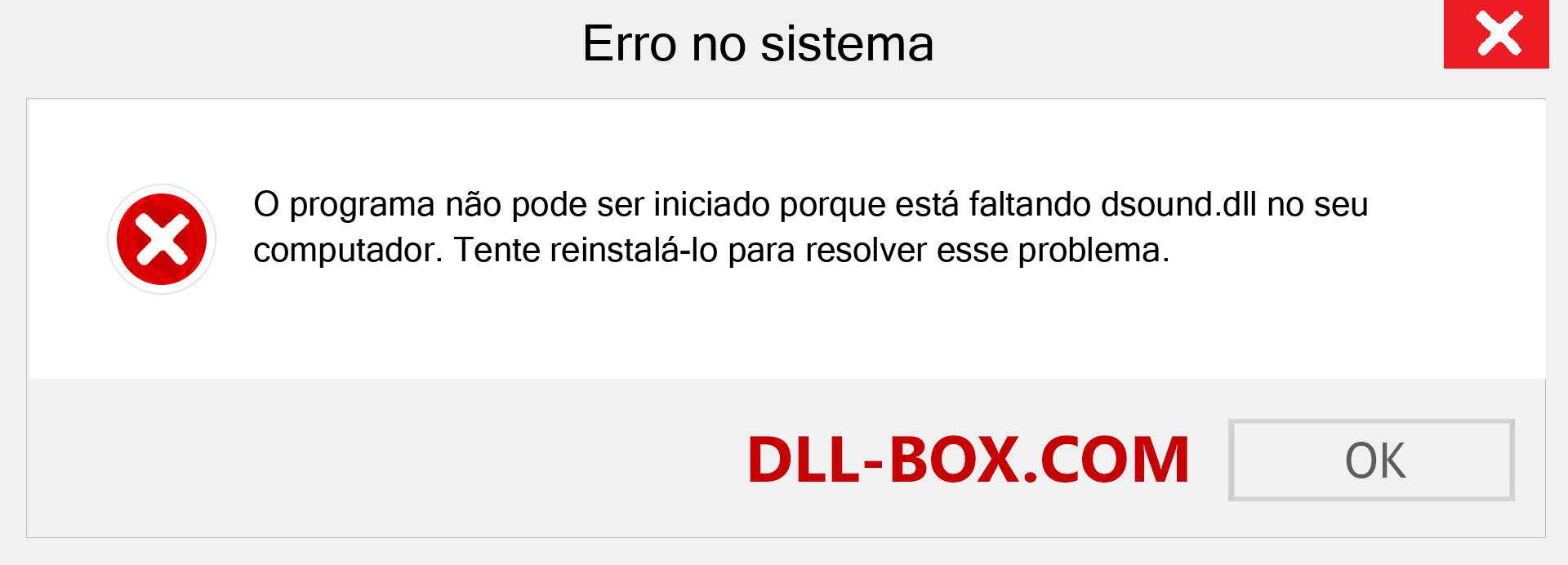 Arquivo dsound.dll ausente ?. Download para Windows 7, 8, 10 - Correção de erro ausente dsound dll no Windows, fotos, imagens