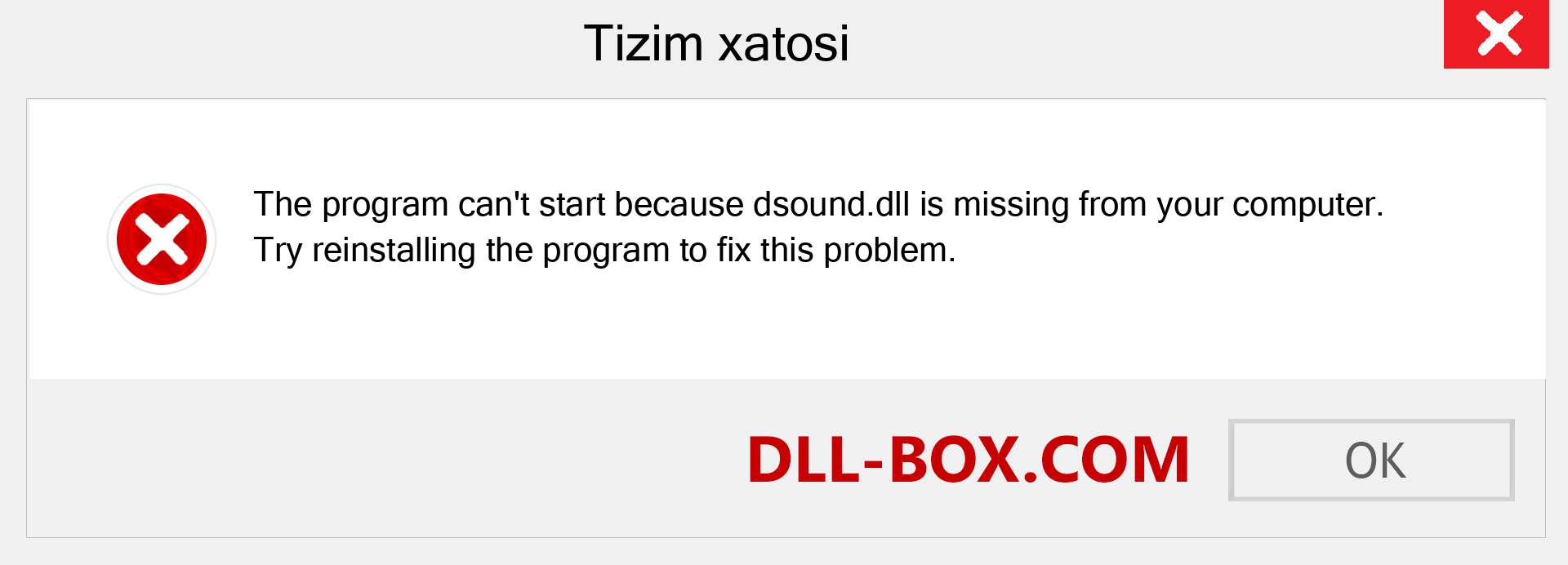 dsound.dll fayli yo'qolganmi?. Windows 7, 8, 10 uchun yuklab olish - Windowsda dsound dll etishmayotgan xatoni tuzating, rasmlar, rasmlar